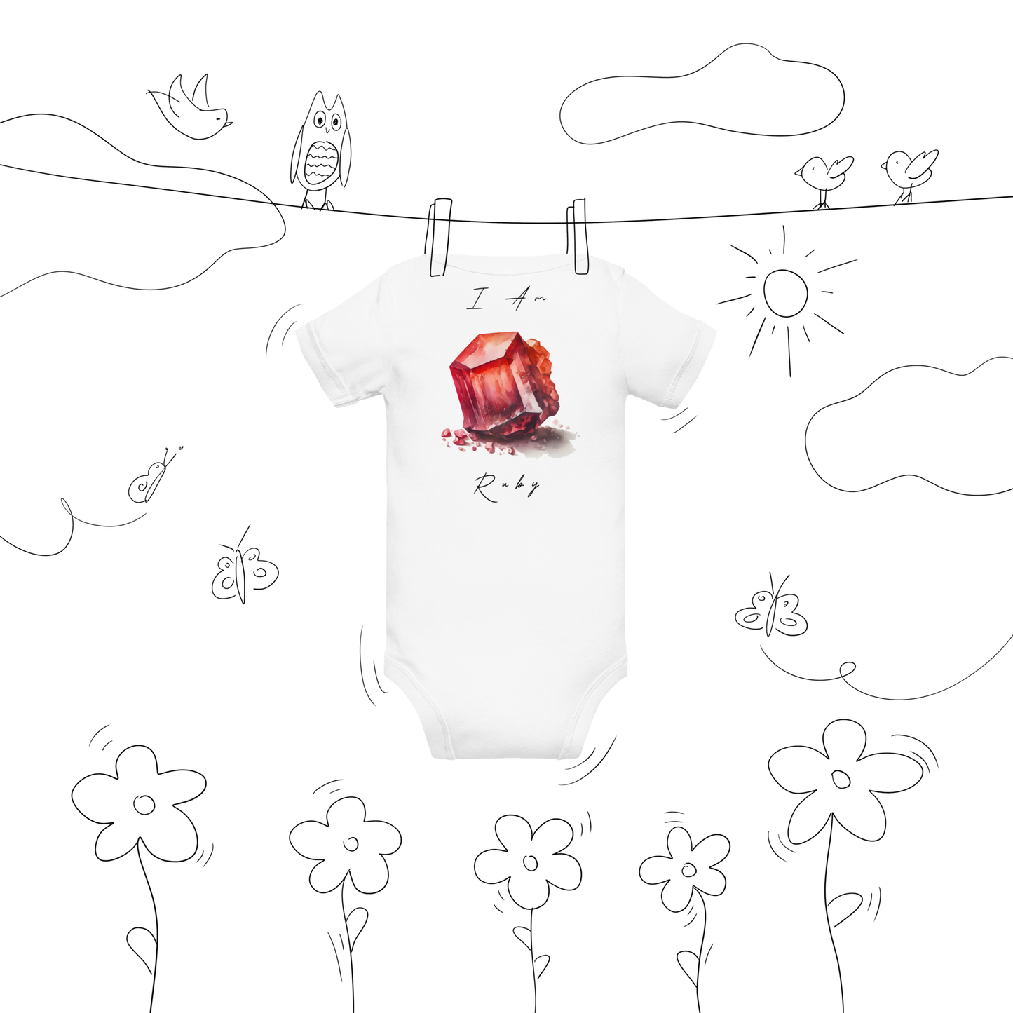 Ruby Baby Healing Crystal-Infused Graphic Onesie