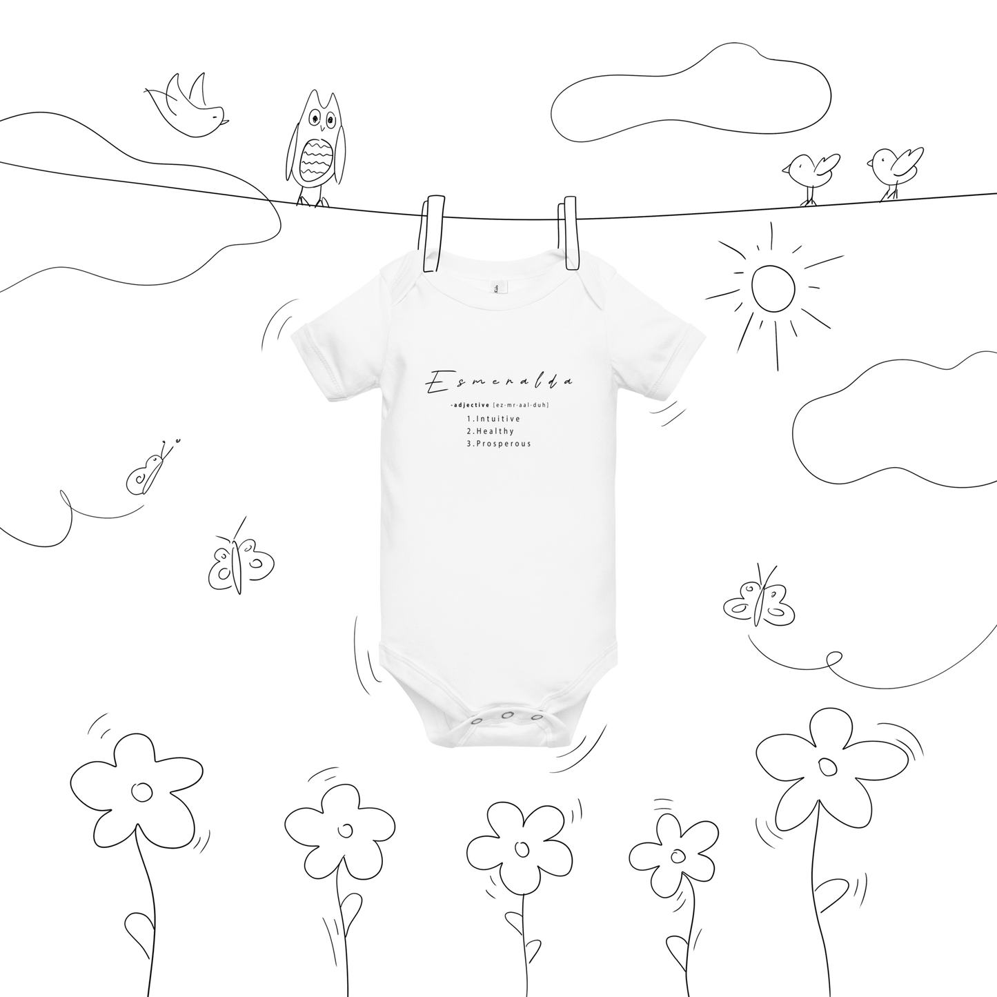 Esmeralda Baby Healing Crystal-Infused Graphic Onesie