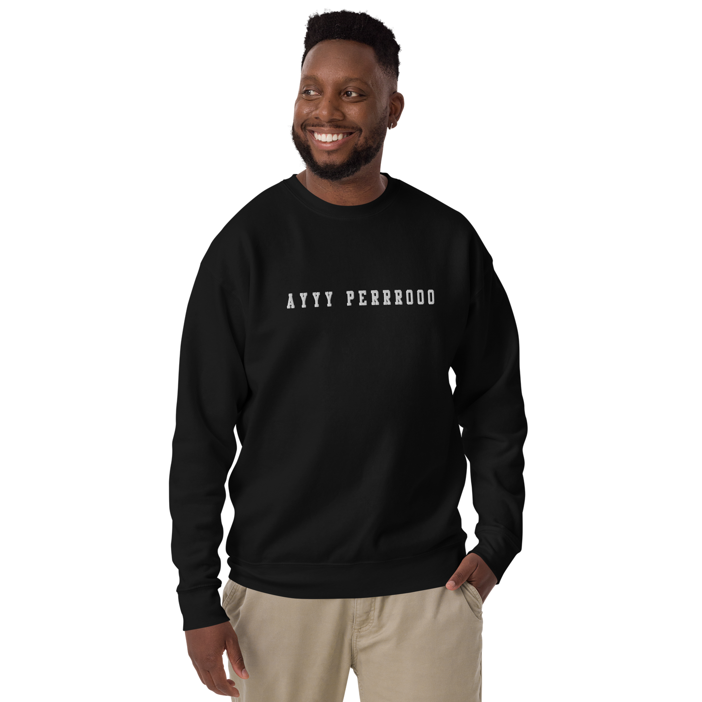 Ayy Perro Embroidered Authentic Mexican Graphic Quote Sweatshirt